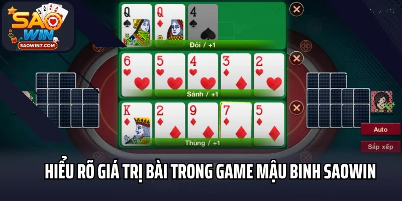 Hiểu rõ giá trị bài trong game Mậu binh Saowin